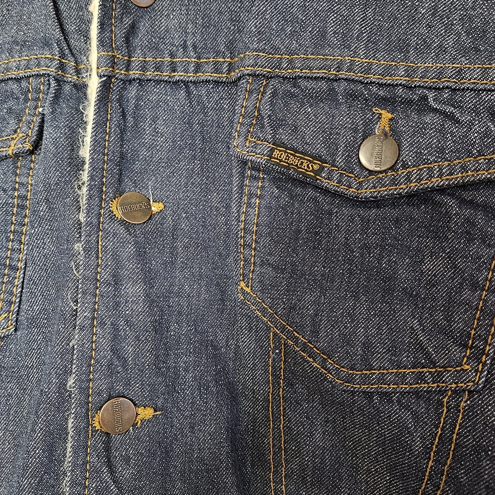 Vintage 70s Sears Roebucks Denim Sheerling Sherpa Lined Jacket 44R - Picture 3 of 12